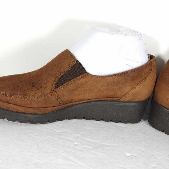 Mephisto Women's US 7 Brown Leather Slip-On Comfort Wedge Loafers - Picture 7 of 15